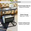 Chic Oval Glass Side Table with Magazine Storage