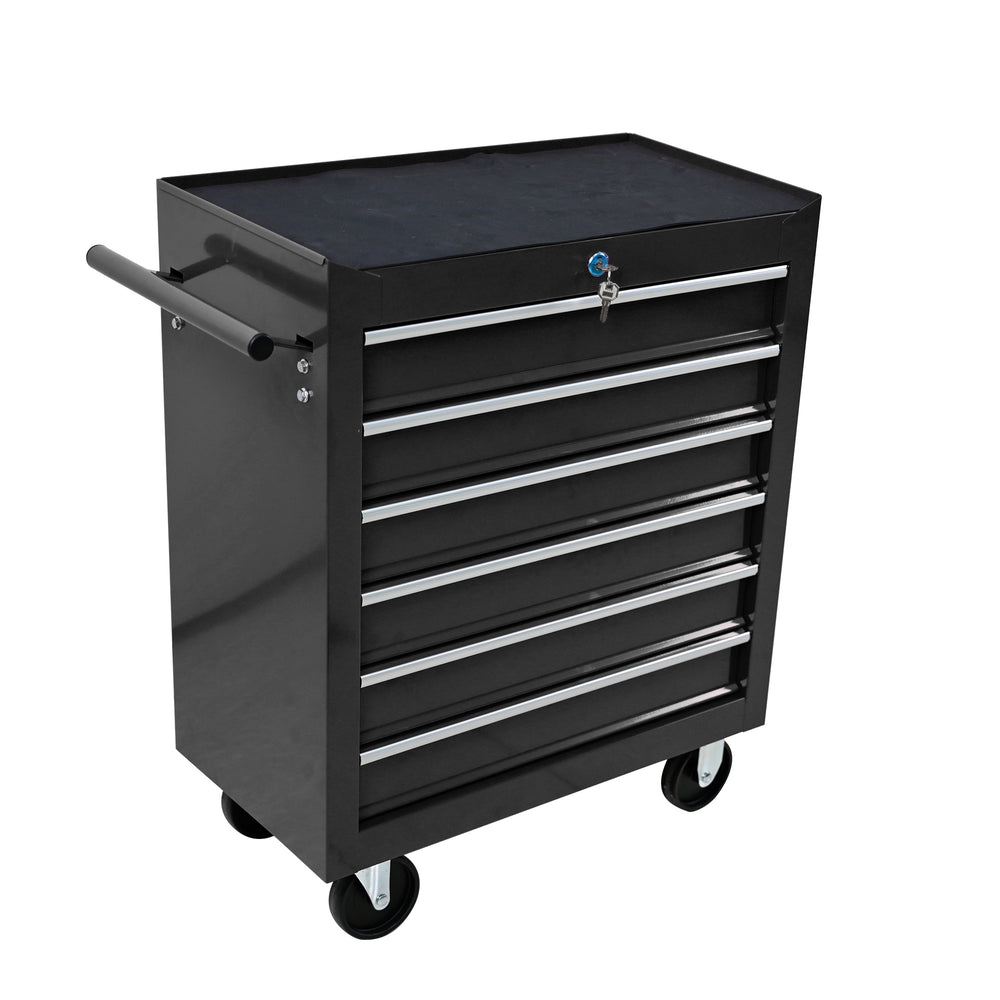 Rolling Tool Cart with 6 Drawers - Black