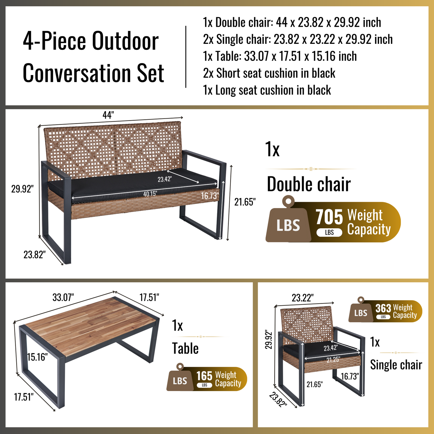 Chic Acacia Patio Set - Modern Outdoor Elegance