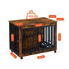 Rustic Pet Haven: Stylish Dog Crate & Feeding Station on Wheels