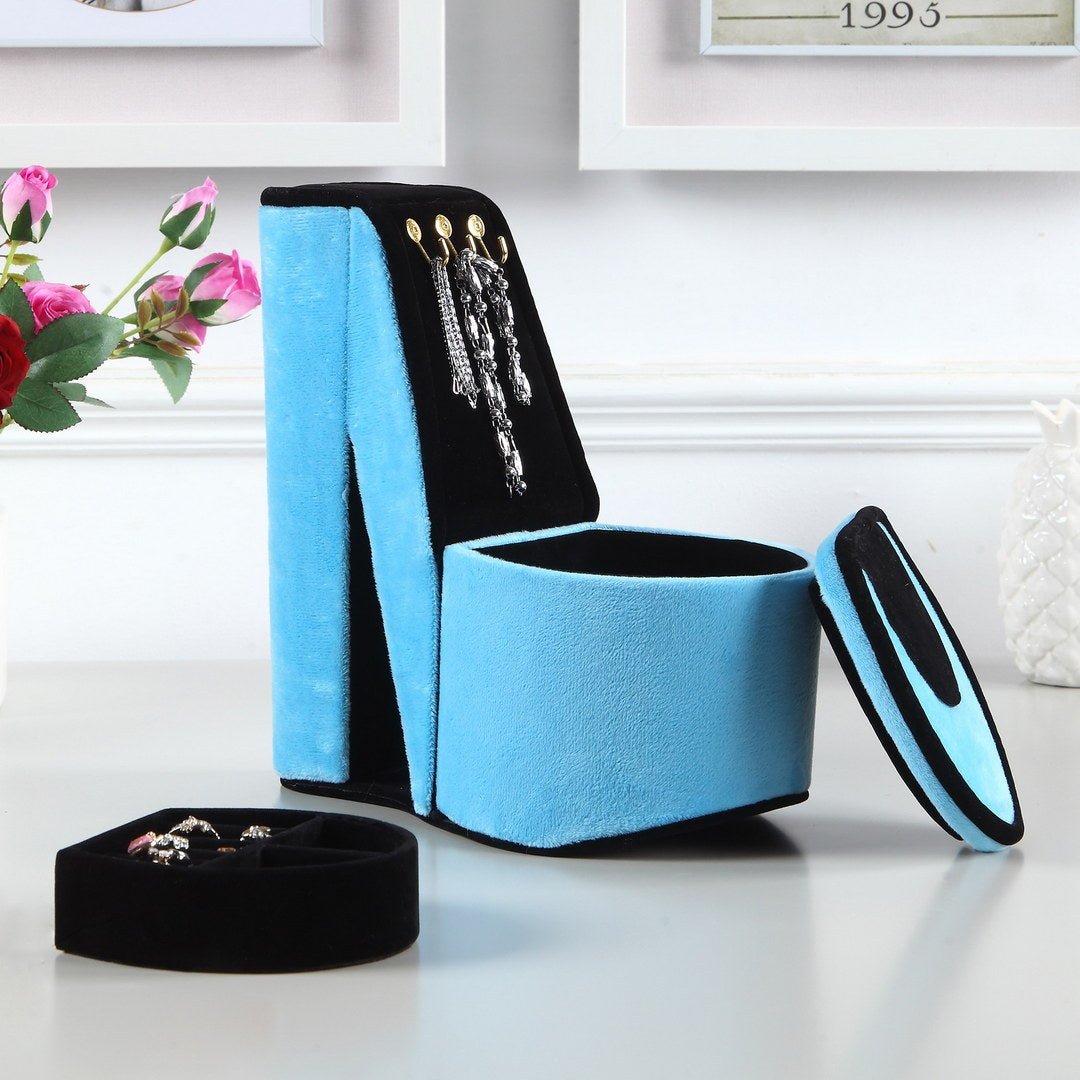 Turquoise Velvet High Heel Jewelry Box