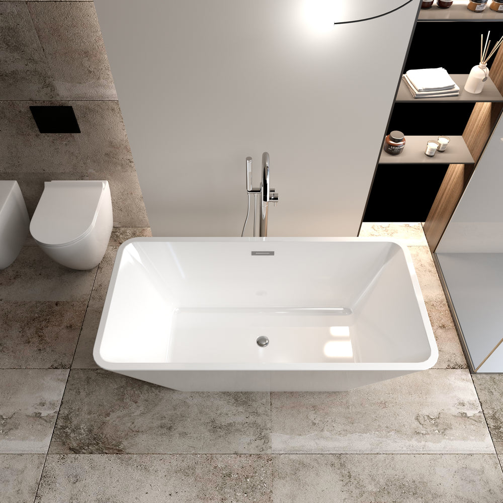 Sleek Soak Bathtub - Modern Freestanding White Tub