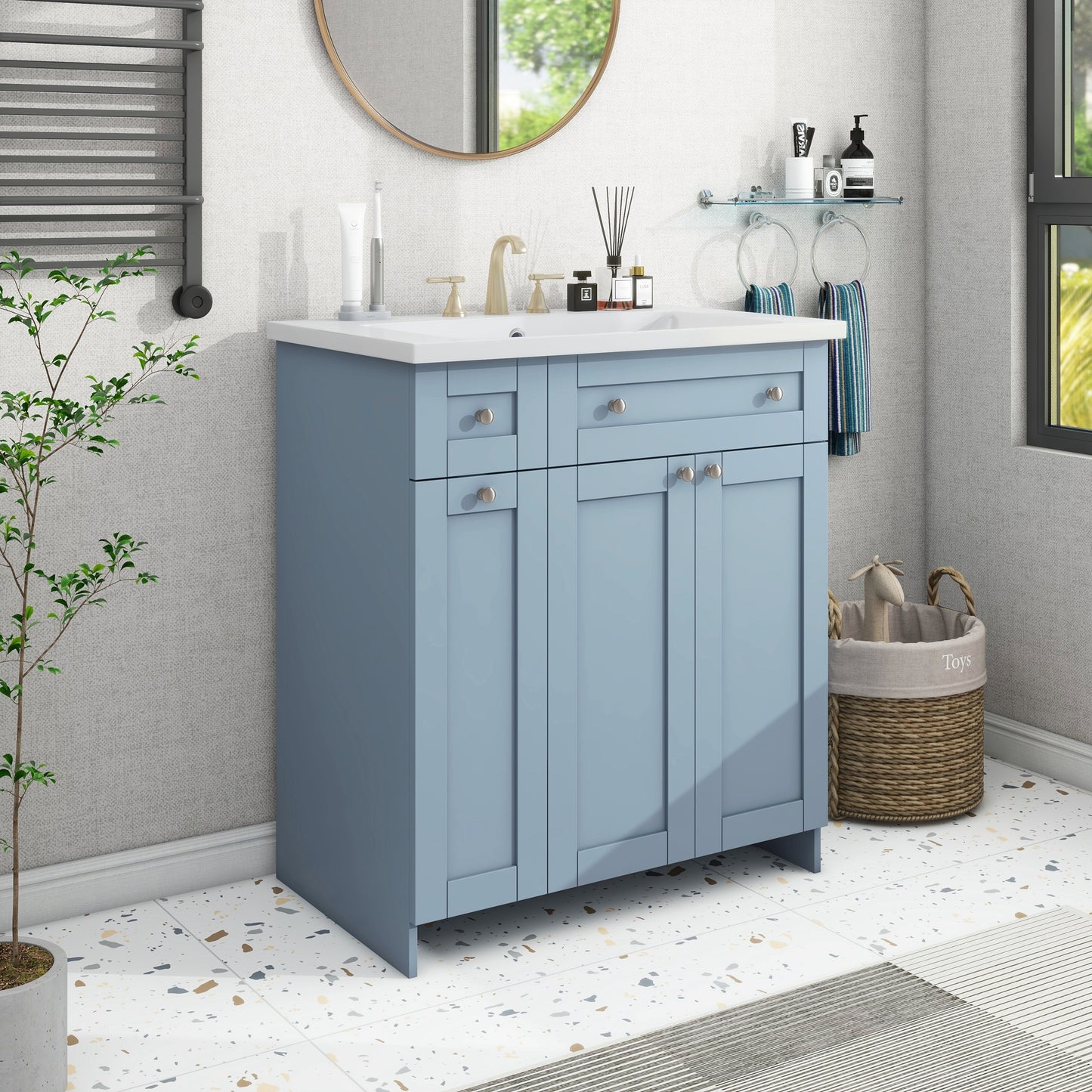 Chic Blue Bathroom Vanity with Effortless Sink