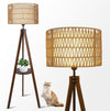 Chic Boho Tripod Floor Lamp with Shelves