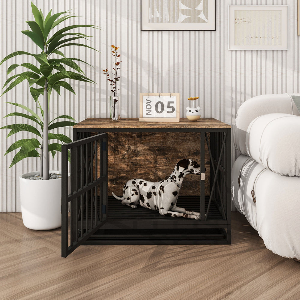 Rustic Dog Crate End Table