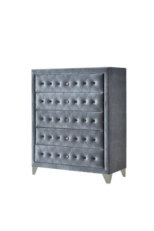 Elegant Gray Velvet Dante Chest