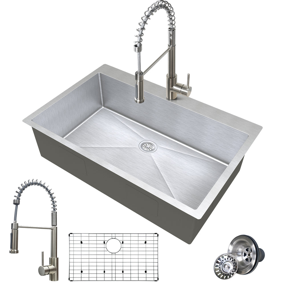 TecaHome All-in-One Stainless Steel Kitchen Sink with Faucet