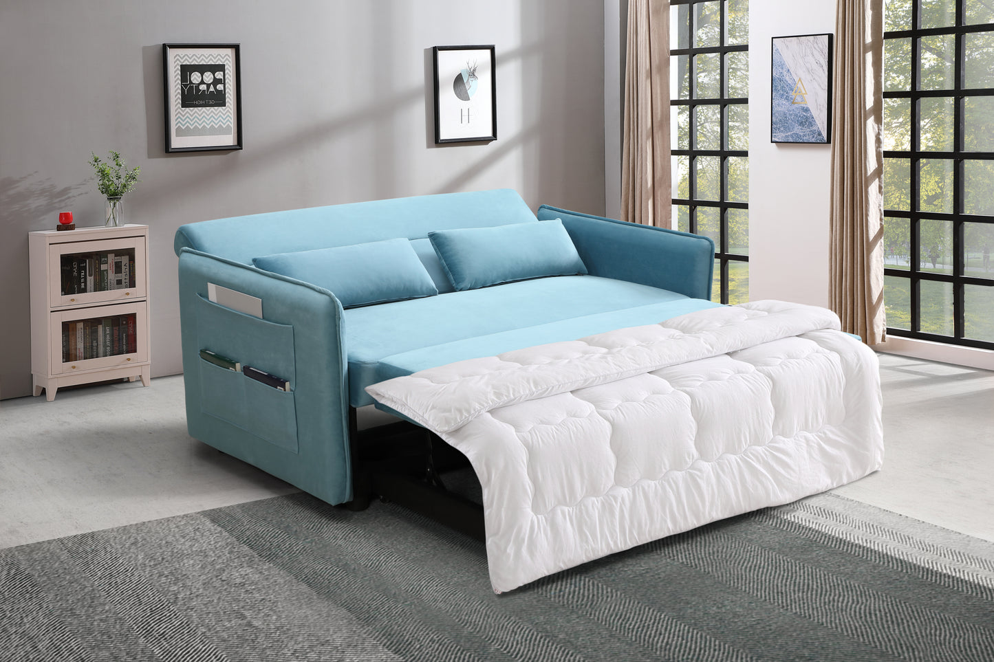 Cozy Convert-A-Seat Sofa Bed with Pillows and Pockets