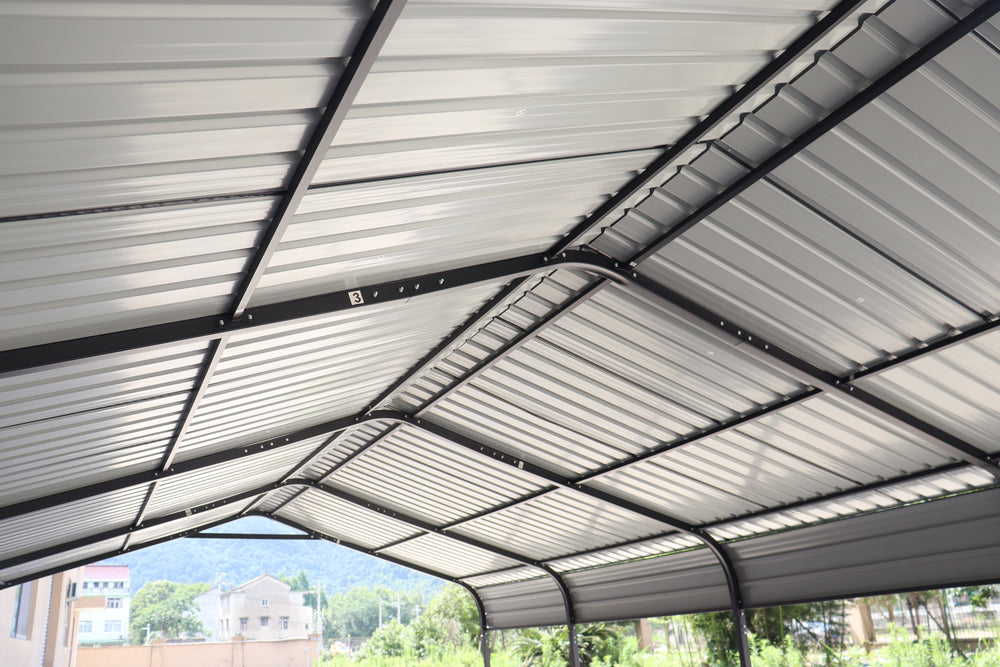 Heavy-Duty Galvanized Metal Carport - Outdoor Storage Canopy for Cars, Boats, and Trucks