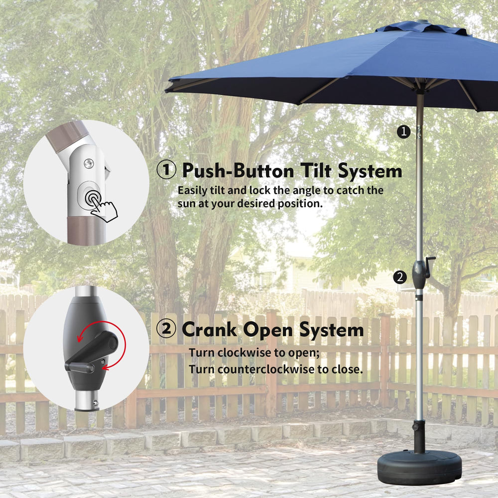 Navy Blue Patio Umbrella with Tilt & Crank – Perfect Sun Shade for Your Outdoor Oasis!