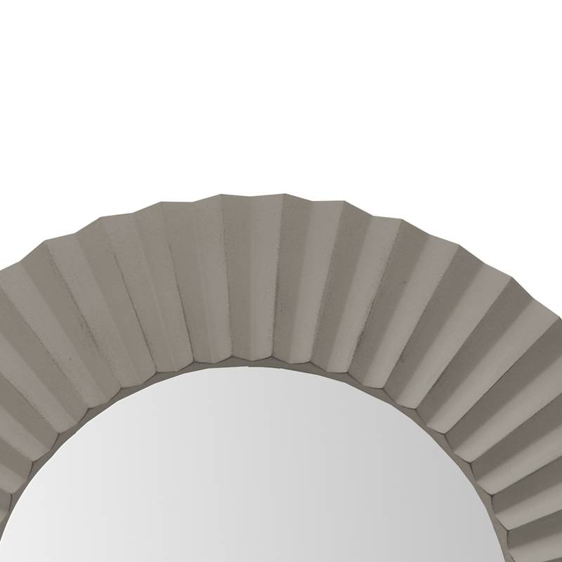 Chic Gray Beveled Floating Mirror with Corrugated Frame