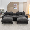 Cozy Black Chenille Sectional Sofa with Ottomans and USB Ports