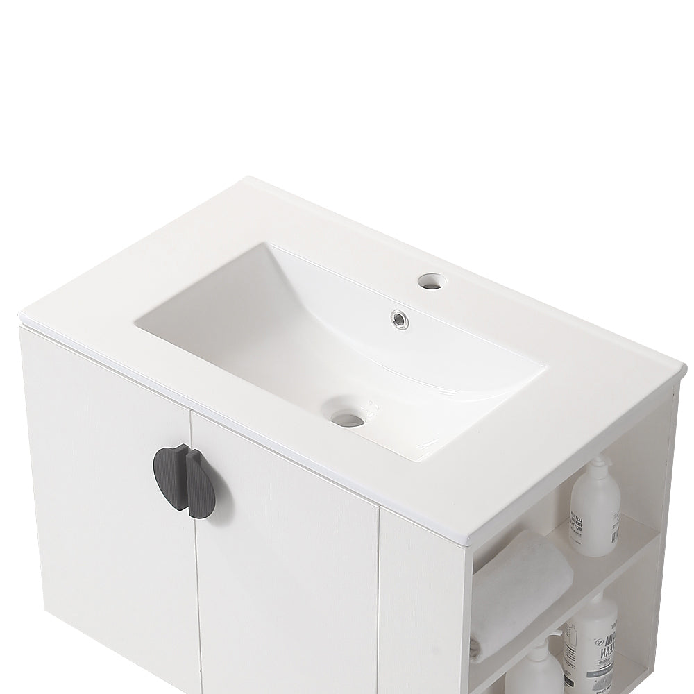 Elegant White Bathroom Vanity with Sink and Storage