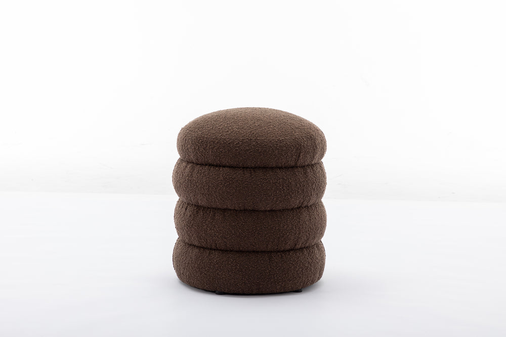 Chic Brown Boucle Ottoman