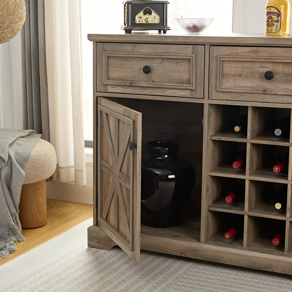 Chic Farmhouse Buffet & Wine Bar Cabinet