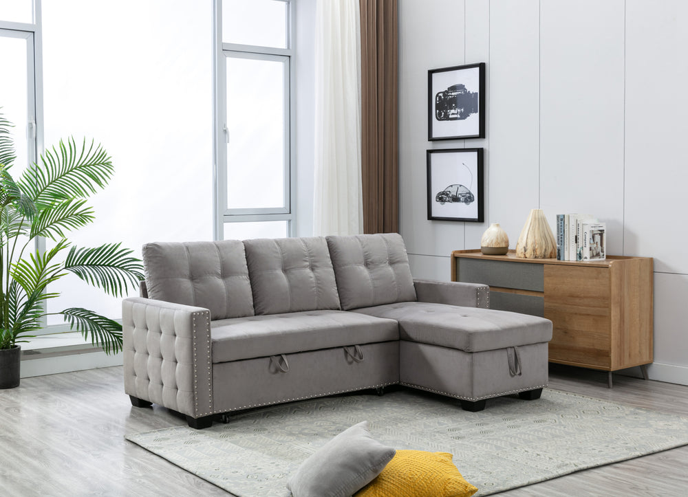 Cozy Velvet Reversible Sofa with Storage