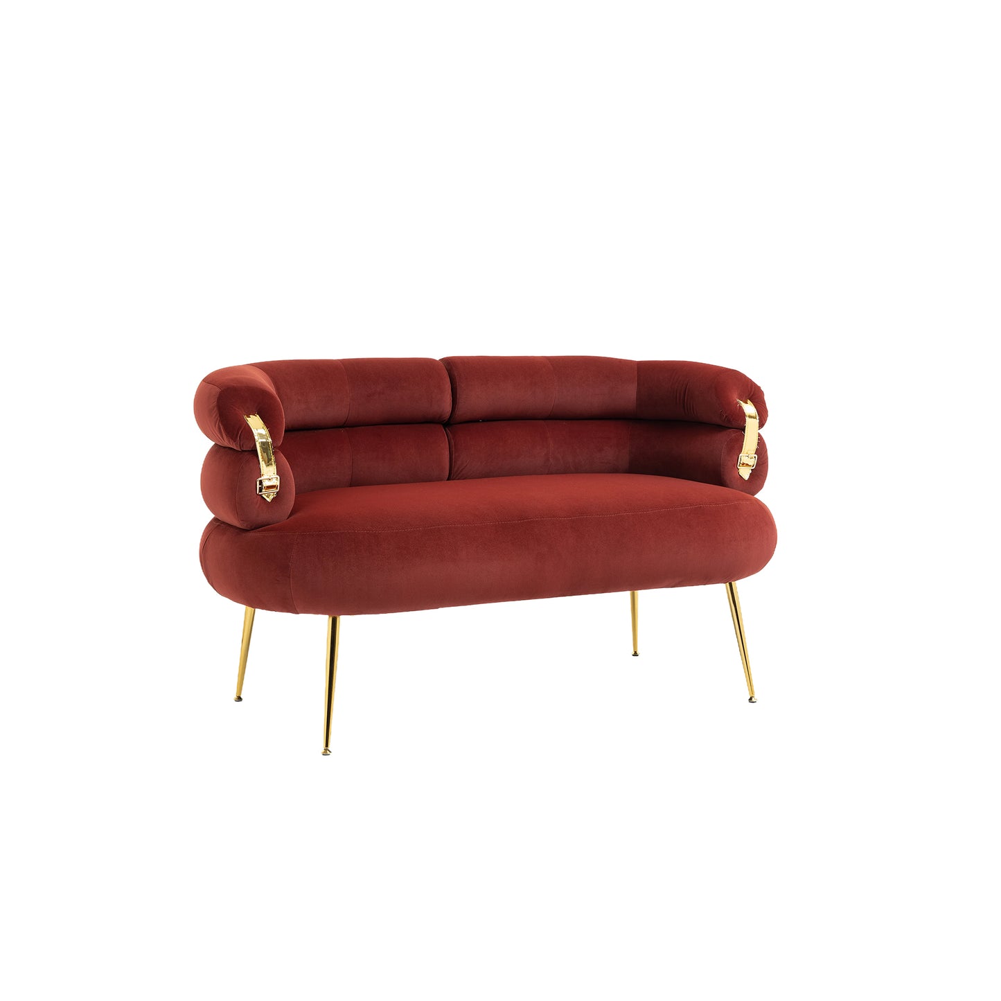 Chic Curved Loveseat in Wine Red