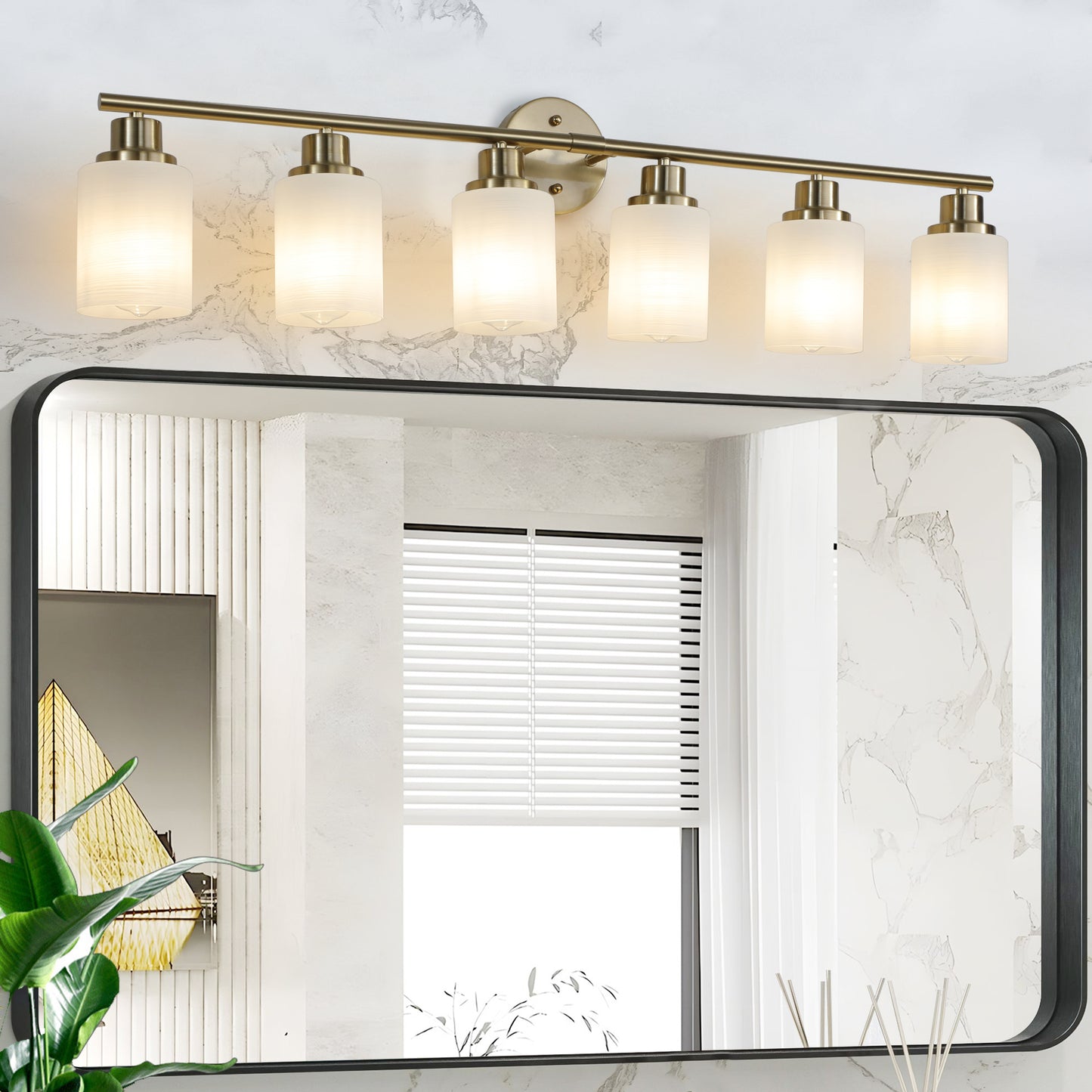 Golden Glow Vanity Light with Frosted Shades