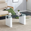 Sleek Glass & White Column Coffee Table