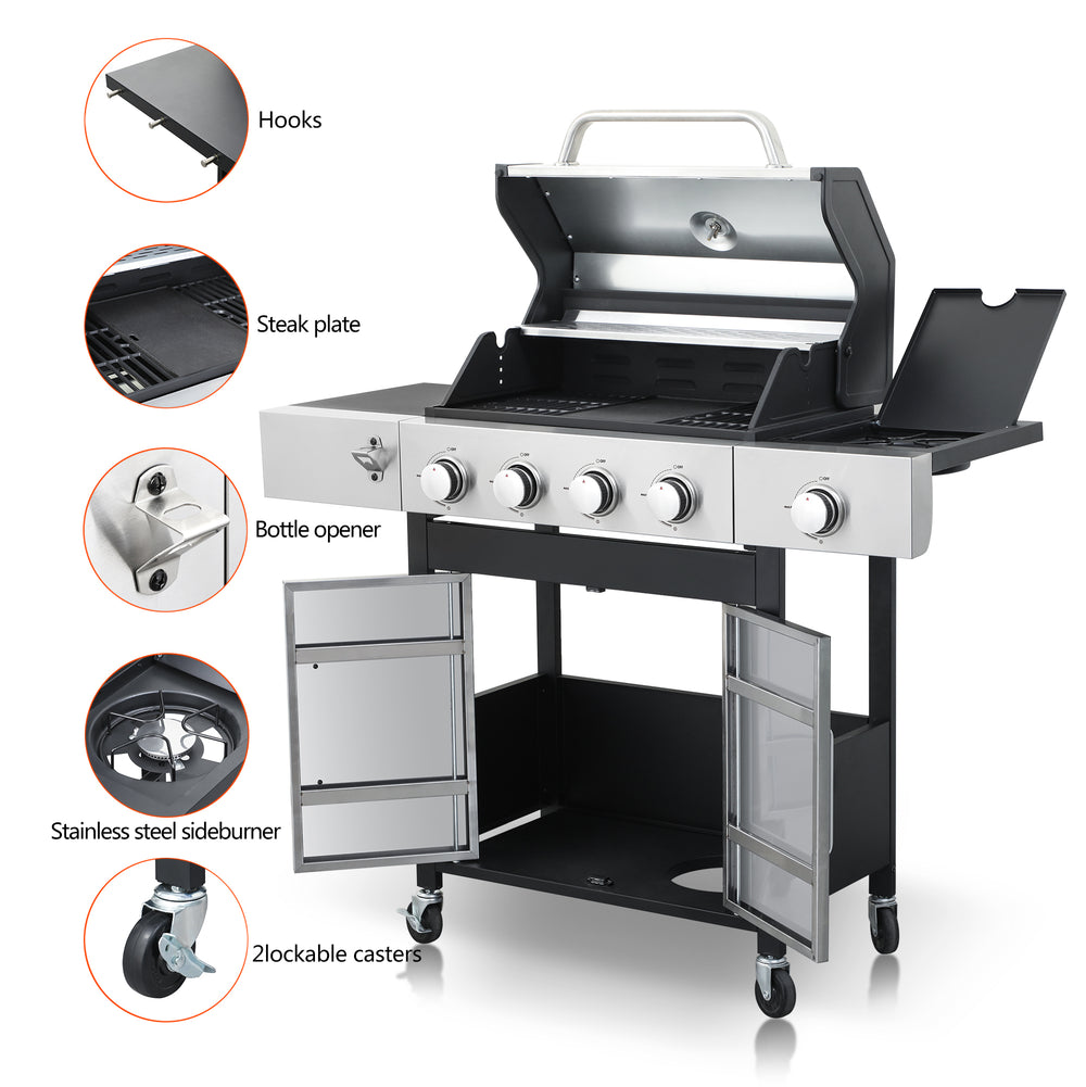 SizzleMaster Propane BBQ Grill with Side Burner