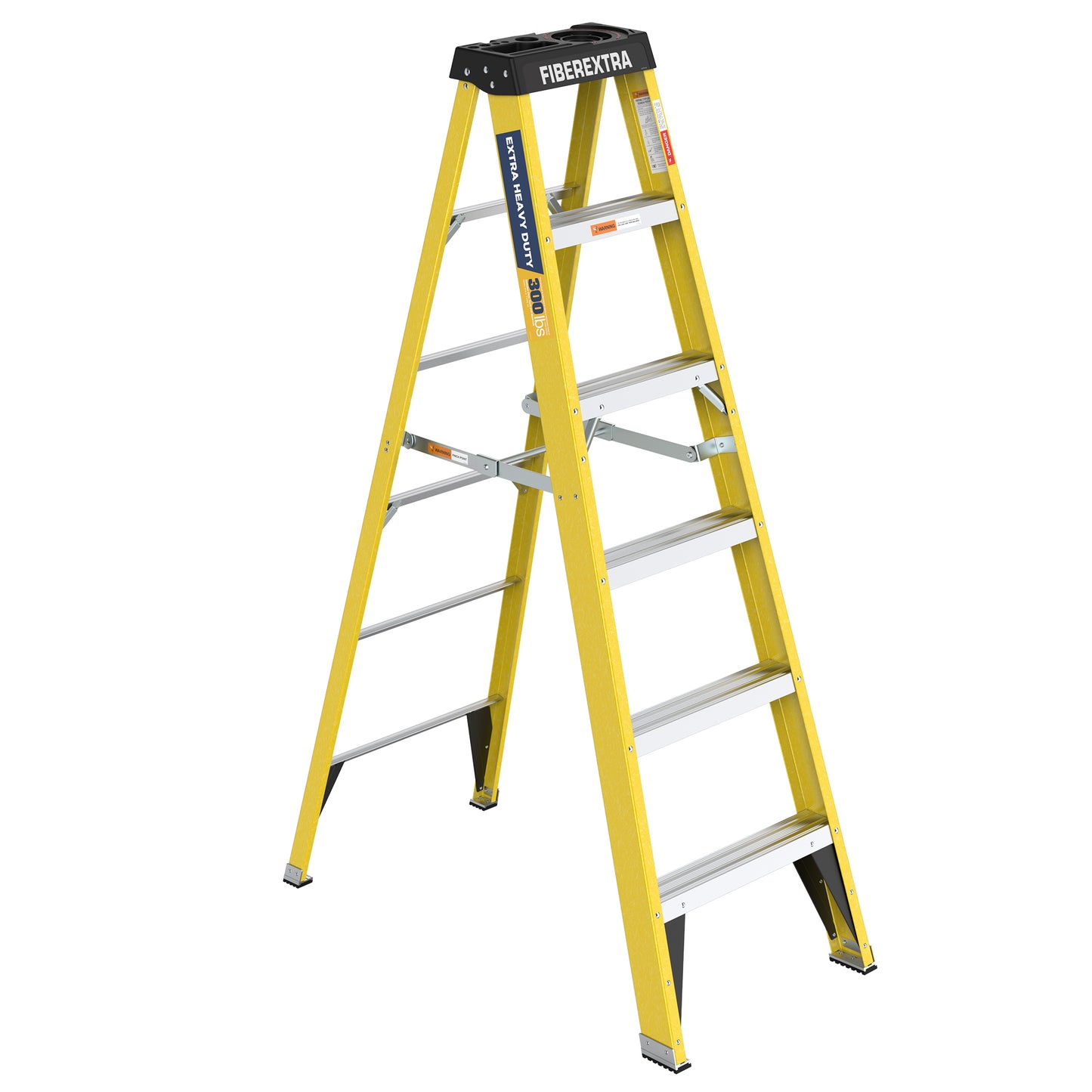 Bright Yellow Fiberglass Step Ladder - Heavy Duty Design