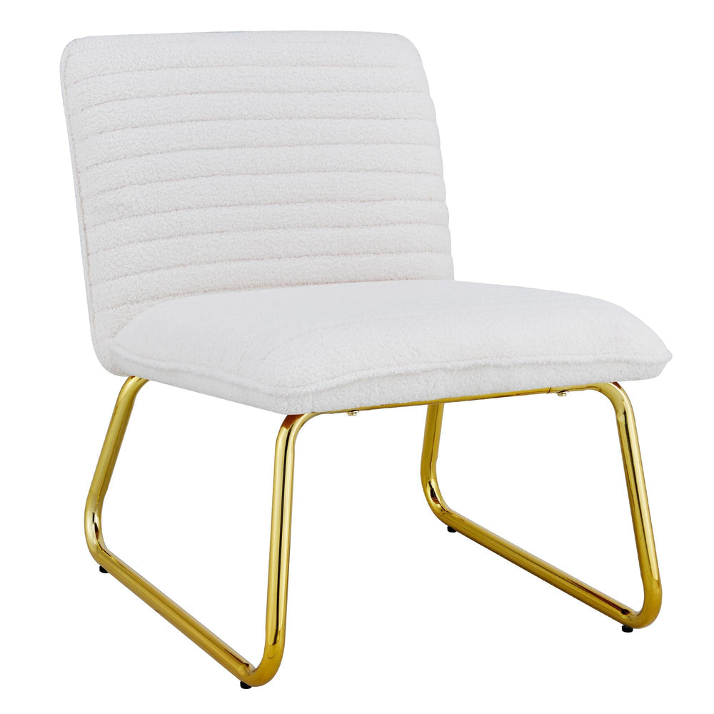 Chic White Armless Sofa Chair with Gold Legs