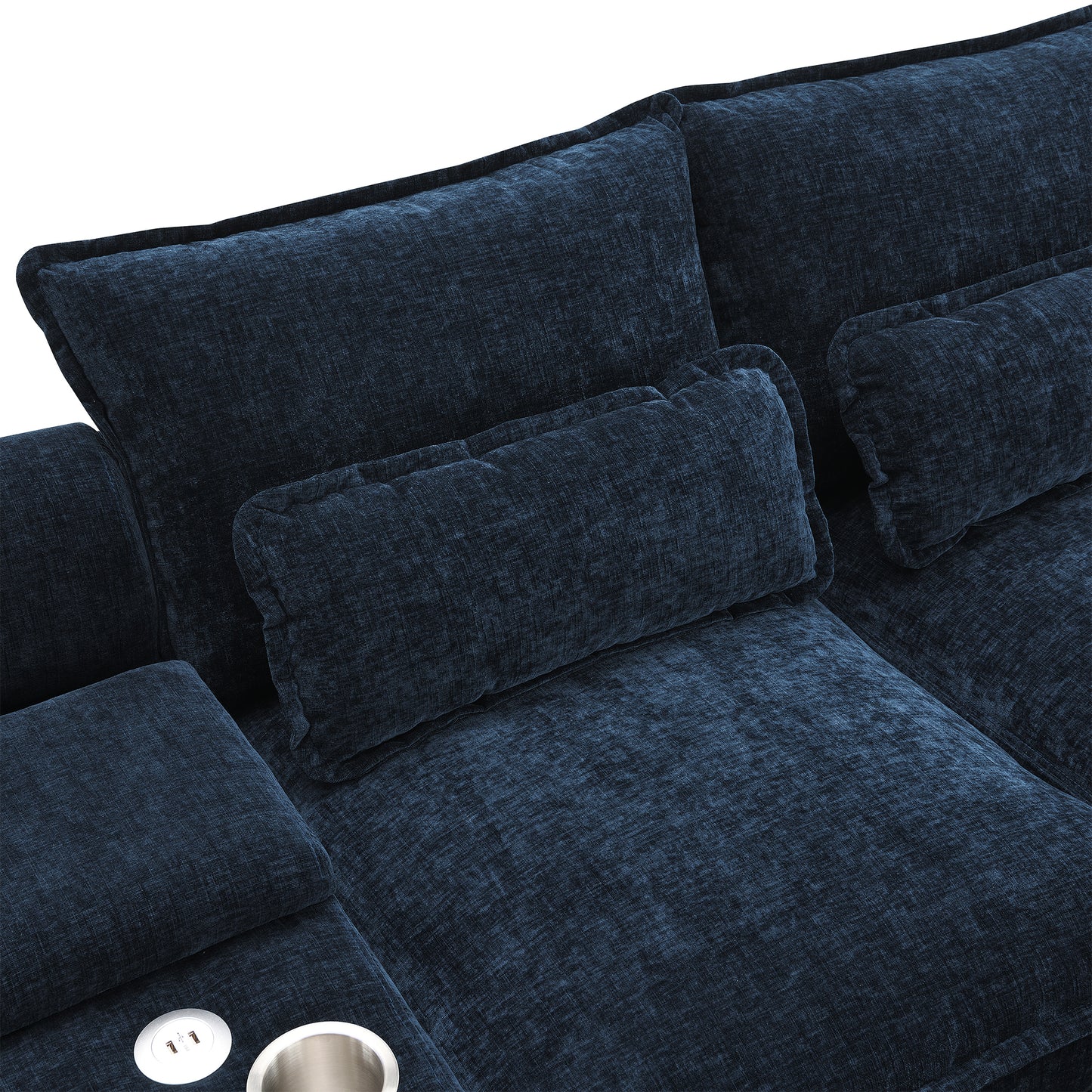 Cozy U-Shaped Sofa with USB and Cupholders