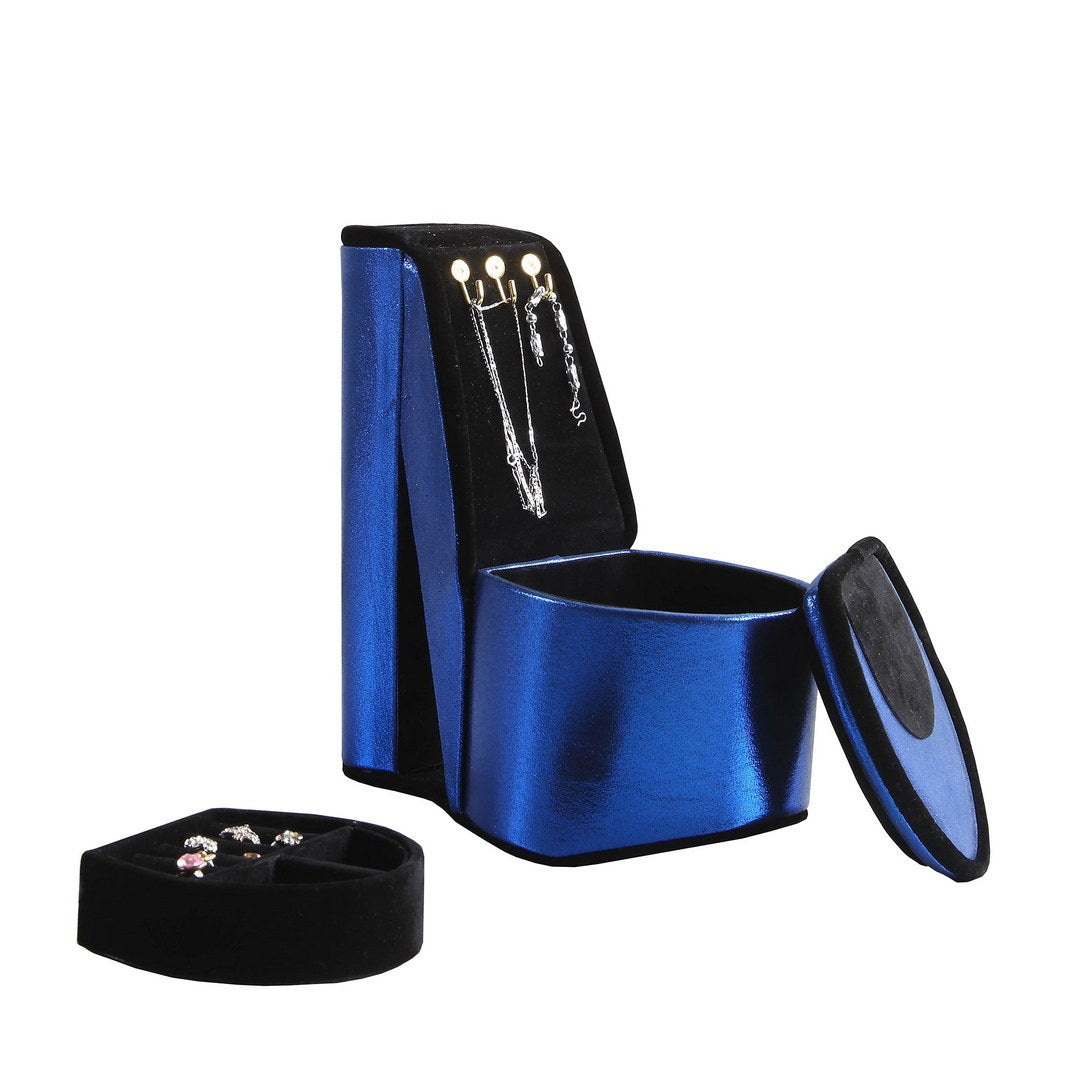 Chic High Heel Jewelry Box in Blue Velvet