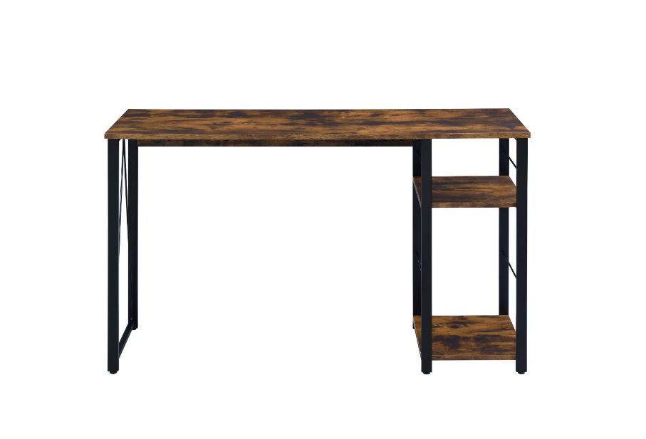 Rustic Oak & Black Writing Desk