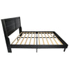 Luxurious Black Queen Bed with LED Lights and Wing-Back Headboard