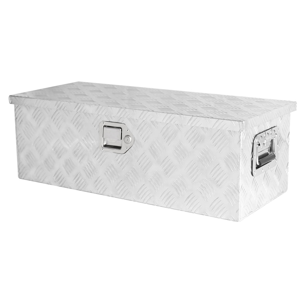 Sturdy Silver Aluminum Underbody Toolbox with Lock and Keys