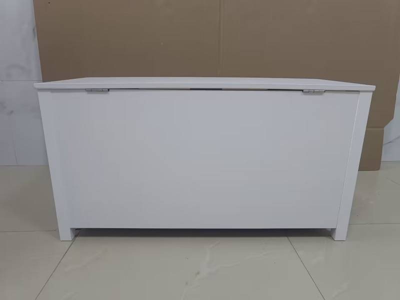 Whimsical White Wooden Toy Box with Safety Lid