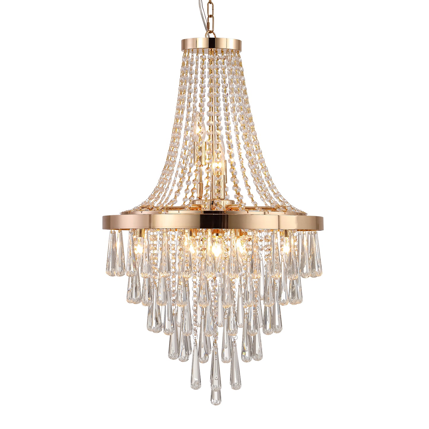 Gleaming Gold Crystal Chandelier – Luxe Lighting for Every Space