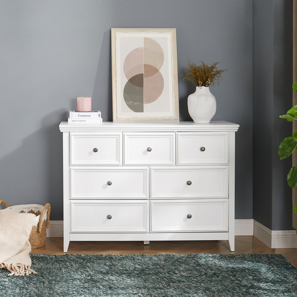 Chic White 7-Drawer Dresser