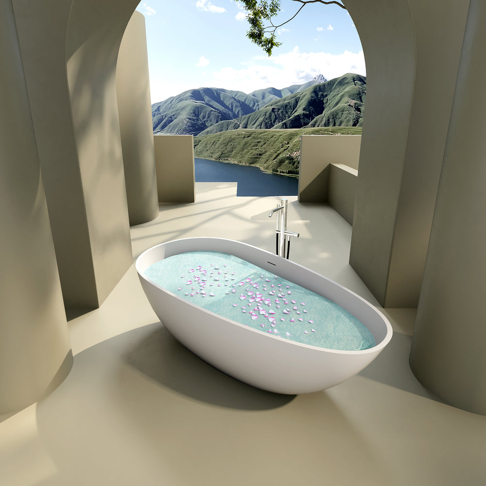 Luxury Matte White Freestanding Soaking Tub