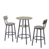 Cozy Grey Round Bar Stool Set with Backrest and Shelf