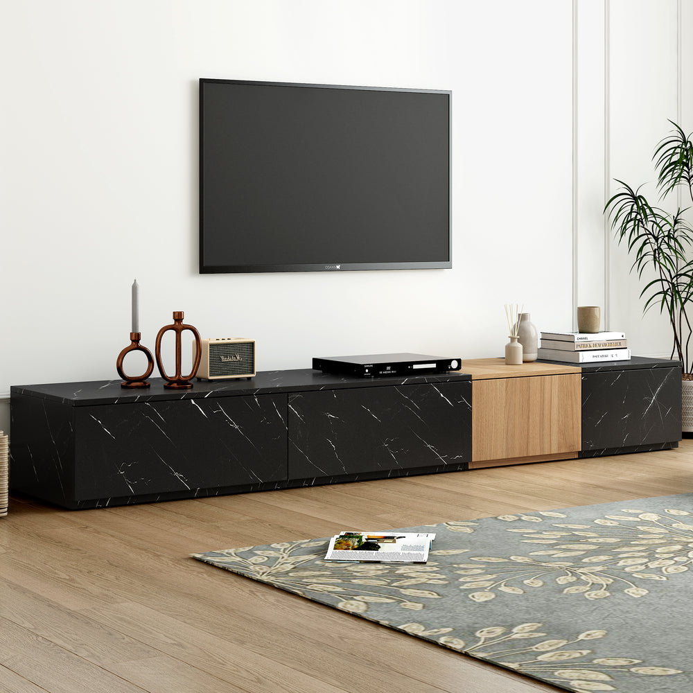 Chic Marble & Walnut TV Stand – Stylish Storage for Your Living Room