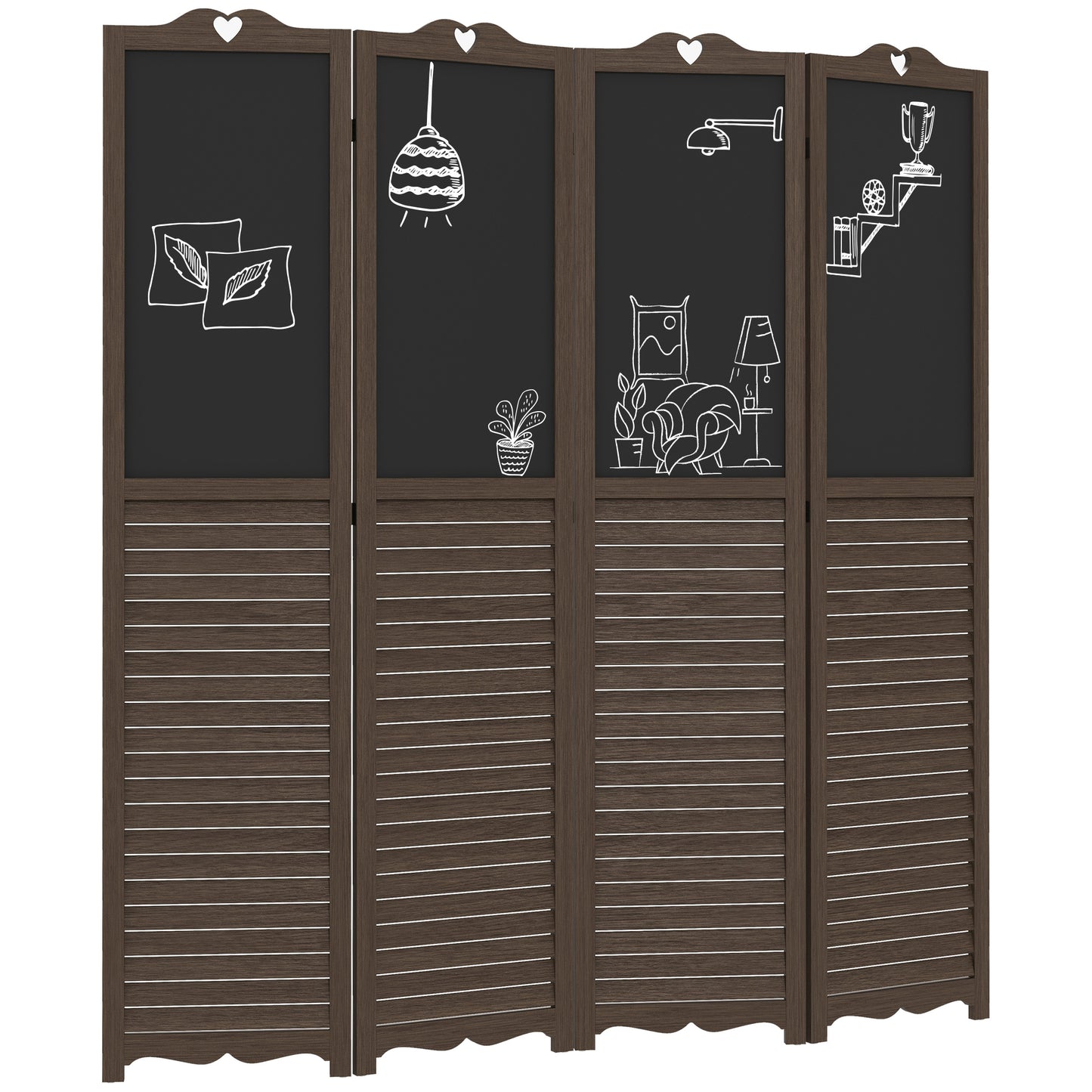 “Chic Walnut Room Divider with Blackboard”