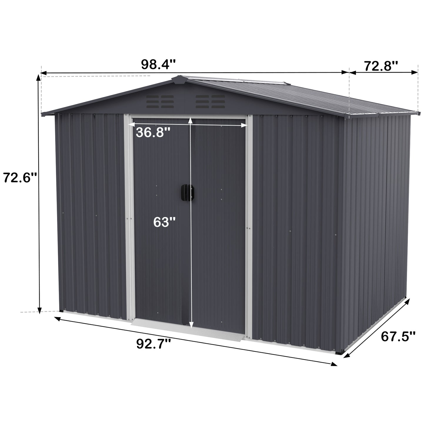 Spacious Metal Outdoor Shed with Sliding Doors – Perfect for Tools and Gear!