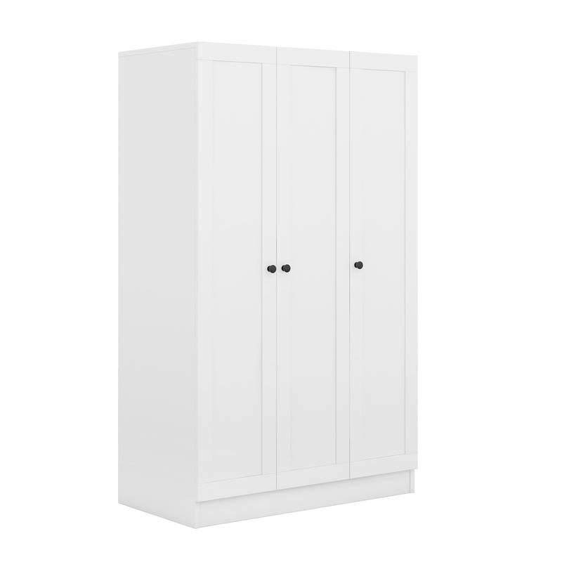Chic White 3-Door Wardrobe with Shelves