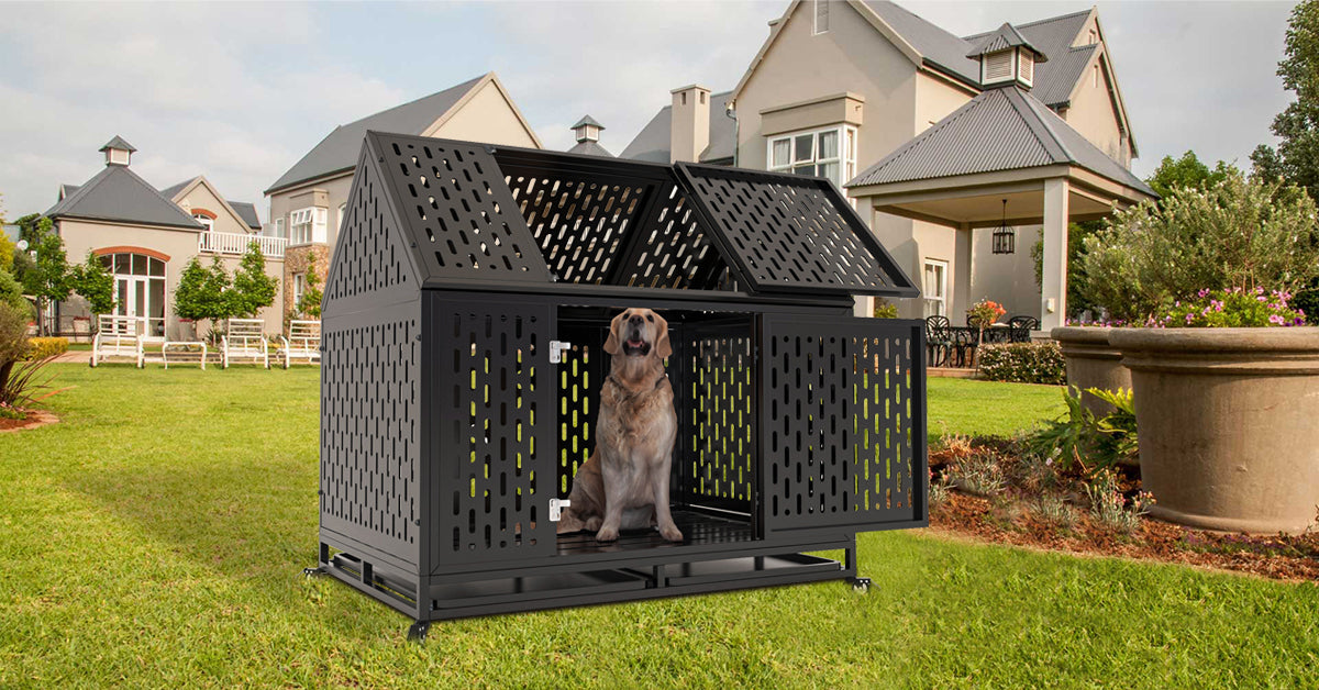 Ultimate Indestructible Dog Crate with Roof & Lockable Wheels