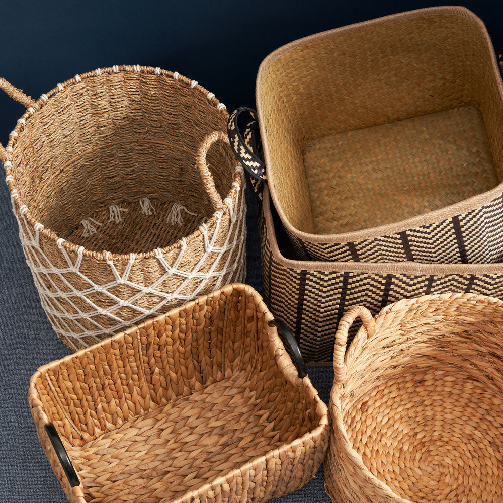 Natural Elegance Woven Basket with Handles