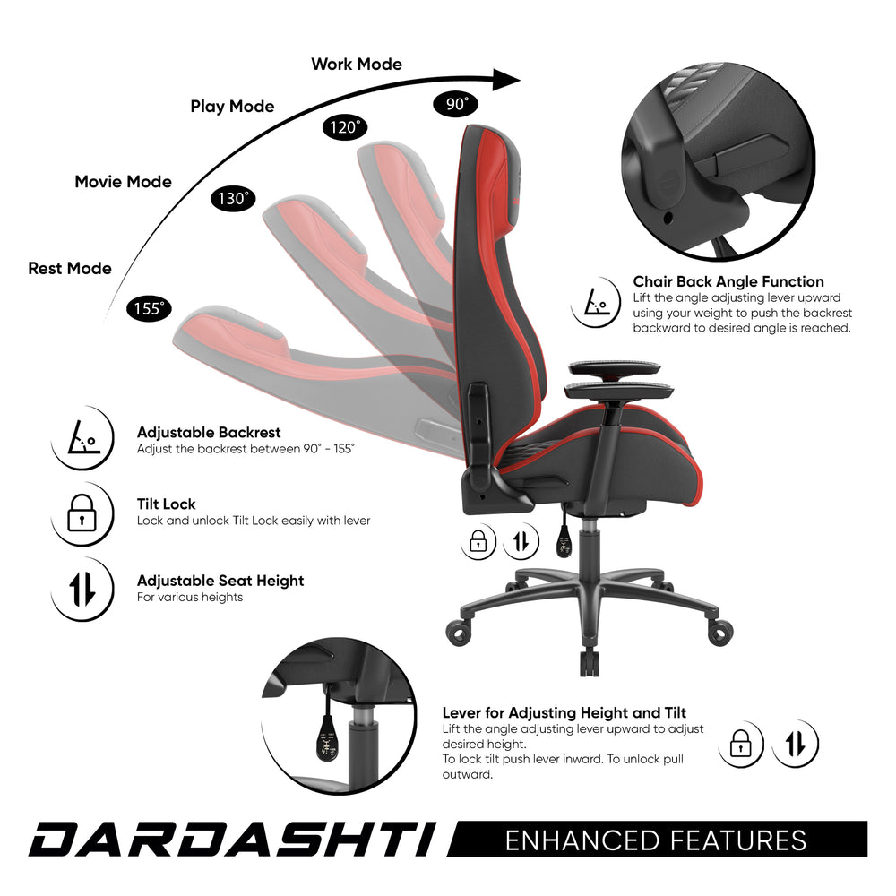 Ultimate Comfort Gaming Chair - Adjustable, Stylish & Sturdy in Red