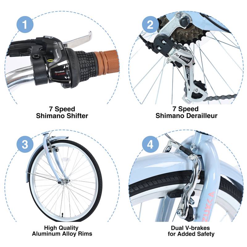 Colorful Cruiser Bike with 7 Speeds