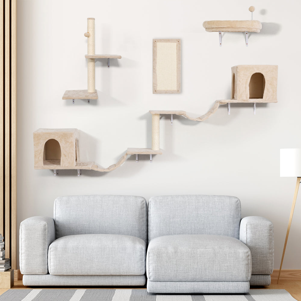 Elevated Cat Haven: Wall-Mounted Condo & Play Zone