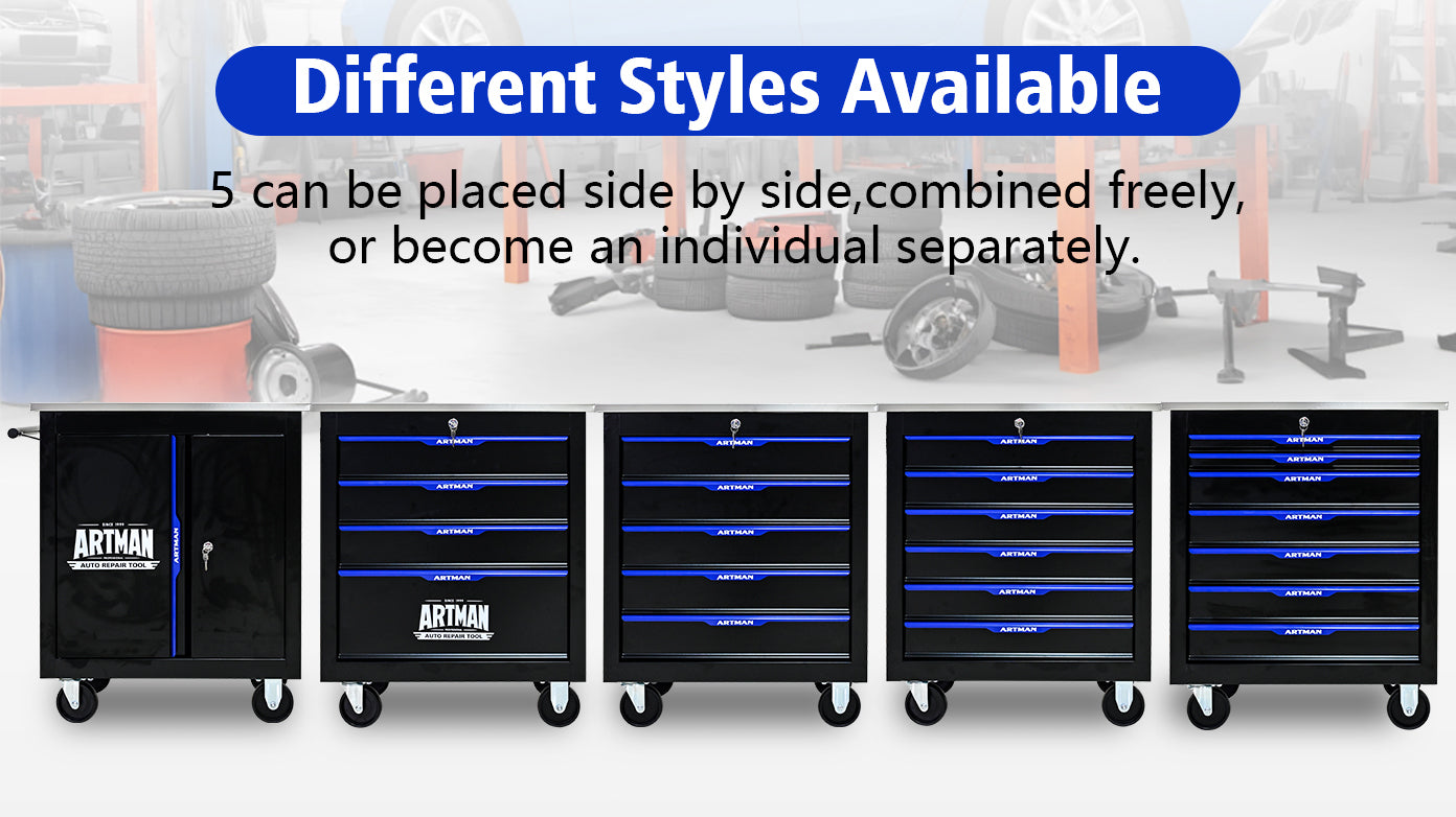 Versatile Rolling Tool Cart in Black and Blue