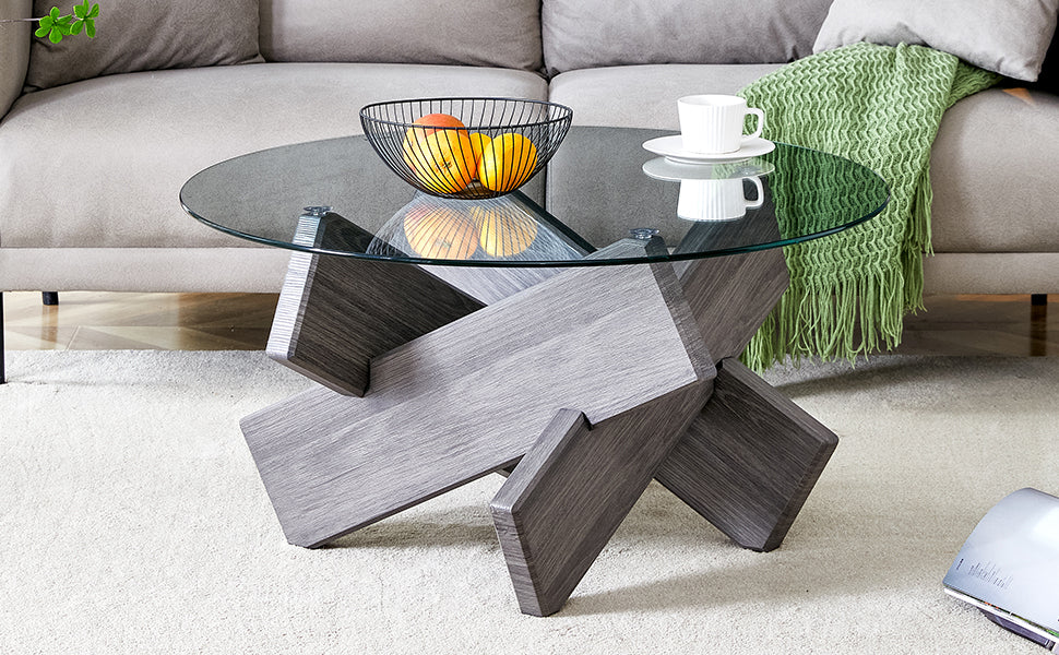 Chic Round Glass Coffee Table