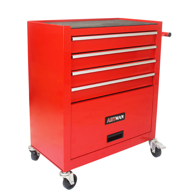 Rolling Red Tool Cart with Four Drawers