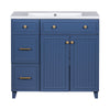 Navy Elegance Bathroom Vanity with Soft-Close Doors and Resin Sink