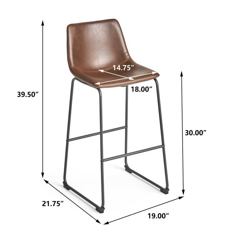 Chic Vintage Brown Faux Leather Barstools - Set of Two